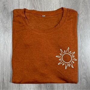 Sunburst Graphic Tee - Burnt Orange Heather. XL. NWOT